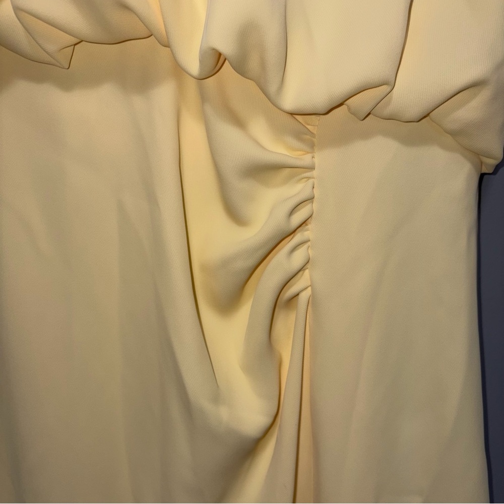 Zara Ruched Butter Yellow Sleeveless Midi Dress Medium NWT - Picture 4 of 10